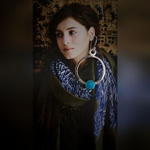 Mexican Sterling Silver and Natural Turquoise Earrings